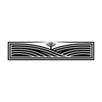 Minimalist Landscape Emblem Serene Hills Tree Silhouette, Geometric vector