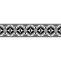 Geometric Floral Border, Art Deco Style, Monochromatic vector
