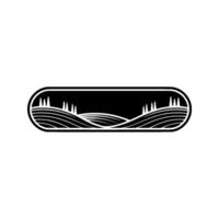 Minimalist Landscape Emblem Rolling Hills Silhouette, Rural vector