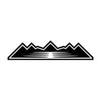 Minimalist Mountain Range Silhouette, Tranquil Landscape Emblem vector