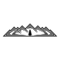 Minimalist Mountain Silhouette with Evergreen Tree, Pine vector