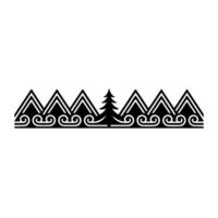 Stylized Mountain Range with Pine Tree, Minimalist Emblem vector