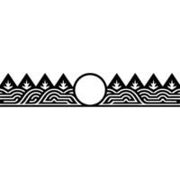 Minimalist Horizon Mountain, Wave, and Lunar Silhouette vector