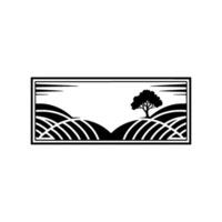 Serene Landscape Emblem, Minimalist Silhouette - Rural vector