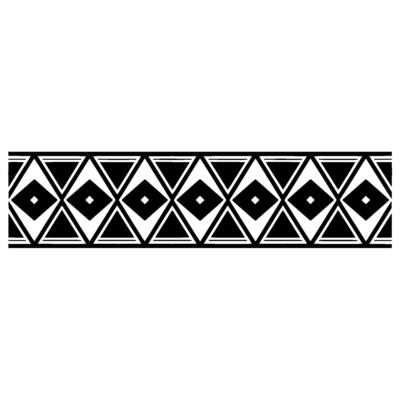 Geometric Tribal Border, Black and White Pattern - Monochromatic