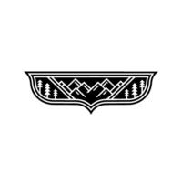Geometric Mountain Range Emblem, Vintage Adventure, Silhouette vector