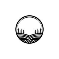 Serene Landscape Emblem, Minimalist Mountain Vista - Pines vector