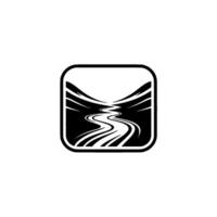 Serene River Landscape Emblem, Minimalist vector