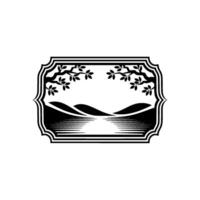 Serene Lakeside Reflection, Botanical Emblem vector