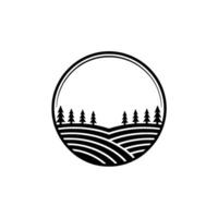 Rustic Landscape Emblem, Mountain Silhouette, Minimalist vector