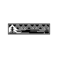 Geometric Mountainscape Emblem, Minimalist Woodland vector