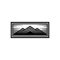 Geometric Mountainscape Emblem, Minimalist Adventure, Mountains vector