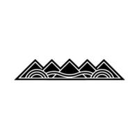 Geometric Mountain Wave Emblem, Minimalist Landscape vector