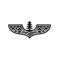 Geometric Wilderness Emblem, Rustic Mountain Silhouette vector