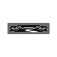 Minimalist Mountain Bridge Landscape Emblem vector
