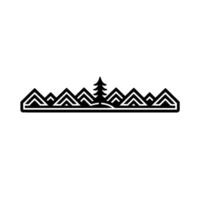 Minimalist Mountain Silhouette with Evergreen Tree, Landscape vector