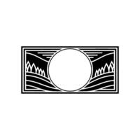Geometric Moonscape, Minimalist Emblem, Serene Reflection vector