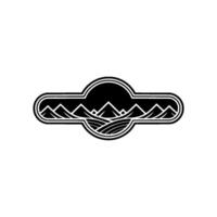 Rustic Mountain Landscape Emblem, Vintage Style, Silhouette vector