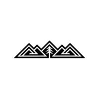 Geometric Mountain Silhouette, Pine Tree Emblem, Minimalist vector