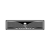 Minimalist Landscape Emblem Serene Fields Ancient Tree vector