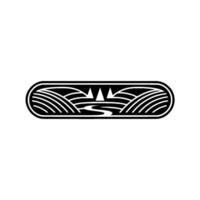 Serene Landscape Emblem, Minimalist Horizon - Waves vector