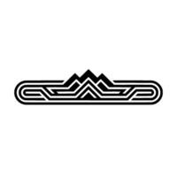 Geometric Mountainscape Emblem, Minimalist, Lineart vector