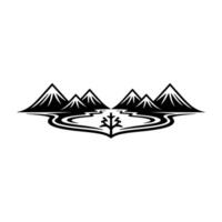 Mountain Reflection Emblem - Serene Wilderness Symbol vector