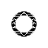 Geometric Mountain Crest Emblem, Minimalist, Circular vector