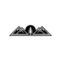 Mountain Silhouette, Lunar Ascent, Minimalist Emblem vector