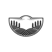 Serene Landscape Emblem - Rustic Mountain Silhouette vector