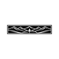 Minimalist Mountain Range Emblem, Adventure Exploration, Geometric vector
