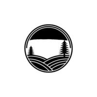 Serene Landscape Emblem, Minimalist Mountain Vista, Gradient vector
