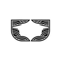 Minimalist Landscape Emblem, Rustic Wilderness, Shield vector
