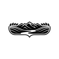 Mountain Silhouette Emblem, Rustic Wilderness Symbol, Mountains vector