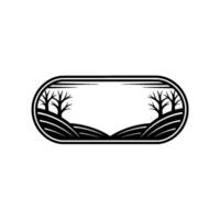 Serene Wilderness Emblem, Minimalist Landscape vector