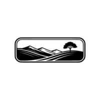 Serene Mountain Silhouette Emblem, Minimalist Landscape vector