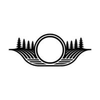 Minimalist Forest Circle Emblem, Rustic Adventure vector