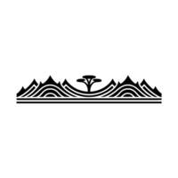 Stylized Mountain and Tree Silhouette, Minimalist Landscape vector