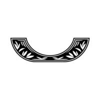 Stylized Crescent Moon with Leaf Motifs, Vintage Illustration vector