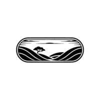 Serene Landscape Emblem, Minimalist Silhouette, Mountain vector