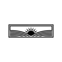 Minimalist Horizon Sun, Waves, and Geometric Frame vector