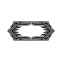 Geometric Deco Frame, Intricate Black Outline, Vintage Elegance vector
