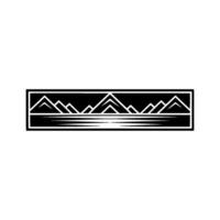 Geometric Mountainscape Emblem, Tranquil Horizon vector