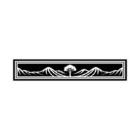 Minimalist Mountain Silhouette, Tranquil Landscape Emblem, Tree vector