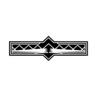 Geometric Mountain Silhouette Emblem, Vintage Style vector