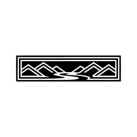 Geometric Mountain Stream Emblem, Minimalist Landscape vector