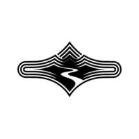 Geometric Mountain Stream Emblem, Modern Minimalist vector