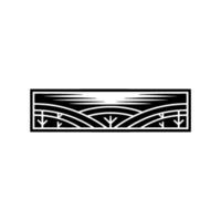 Serene Horizon Stylized Landscape Emblem, Minimalist vector
