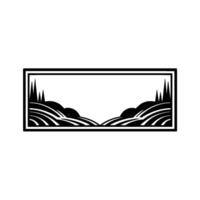 Serene Landscape Silhouette, Minimalist Horizon, Geometric vector
