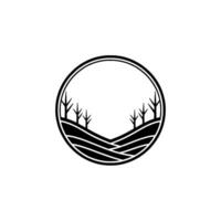 Minimalist Landscape Emblem, Serene Wilderness Silhouette vector
